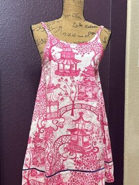 Pink & White Toile Print Sateen Sleep Gown